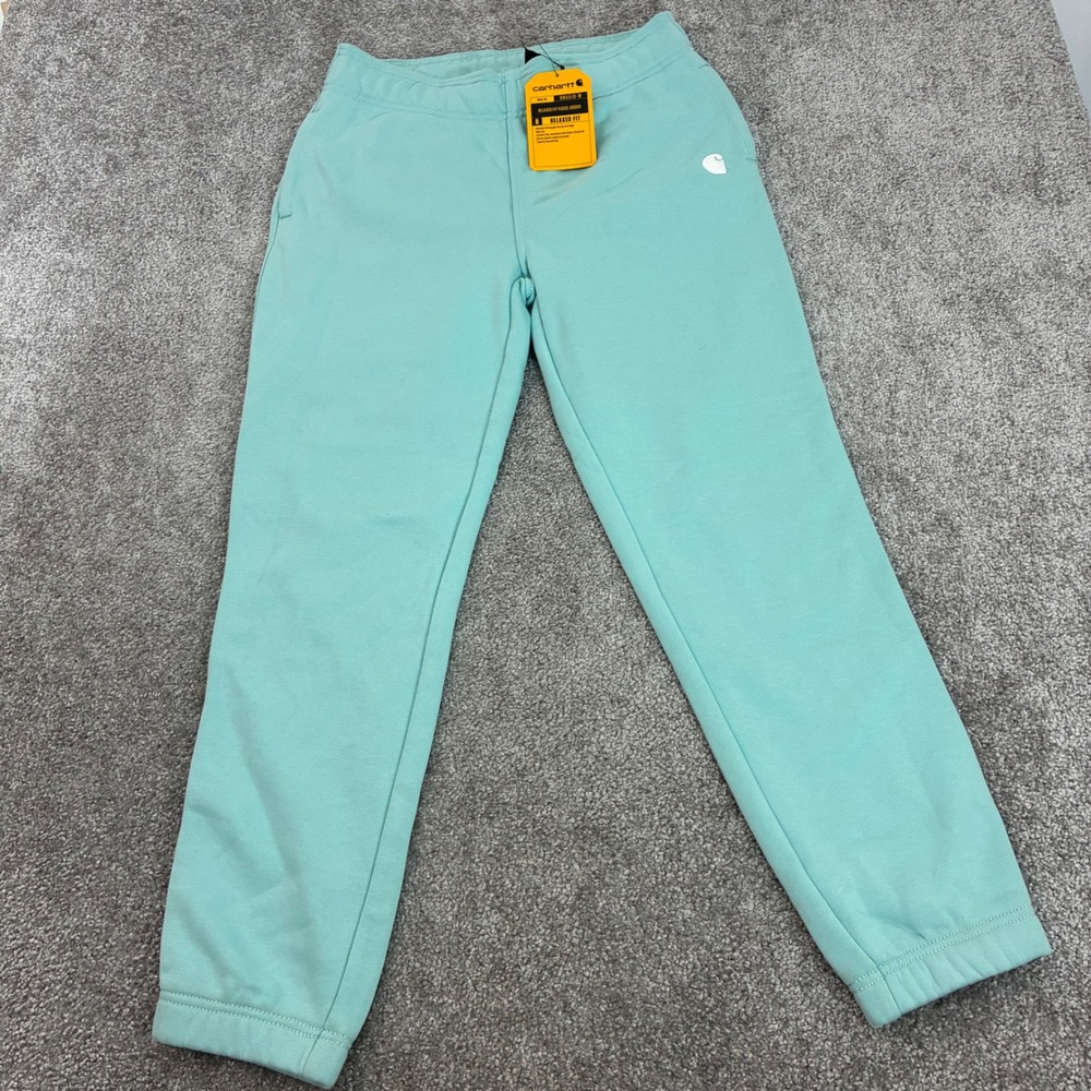 Carhartt Joggers Womens Small Relaxed Fit Sweatpants Fleece Teal Aqua NWT